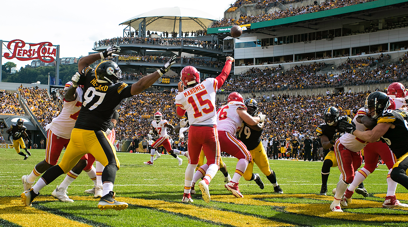 Steady in the pocket—even in the endzone—in the six-TD performance at Pittsburgh in Week 2.